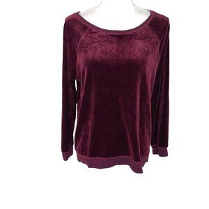 Luxurious Velour Sweatshirt Womens Plush Polyester Spandex Blend Pullover Purple